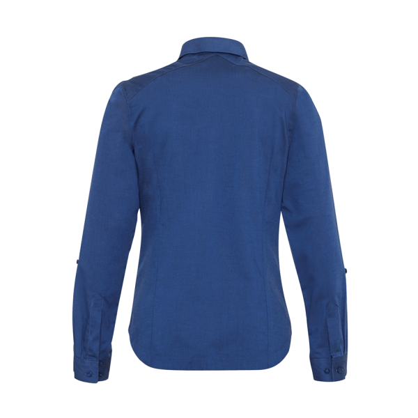 Oxford Thai Navy Double Function Long Sleeve Blouse For Women